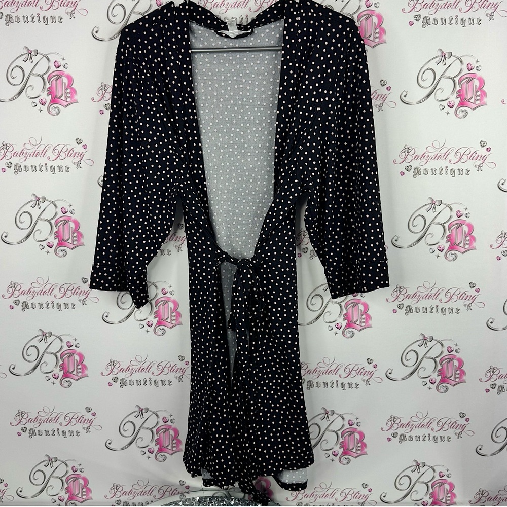 Marilyn Monroe robe Black White Polka Dot Long Sleeve robe / loungewear comfy